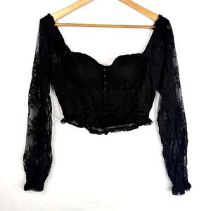 Almost Famous Black Lace Bustier Crop Top L